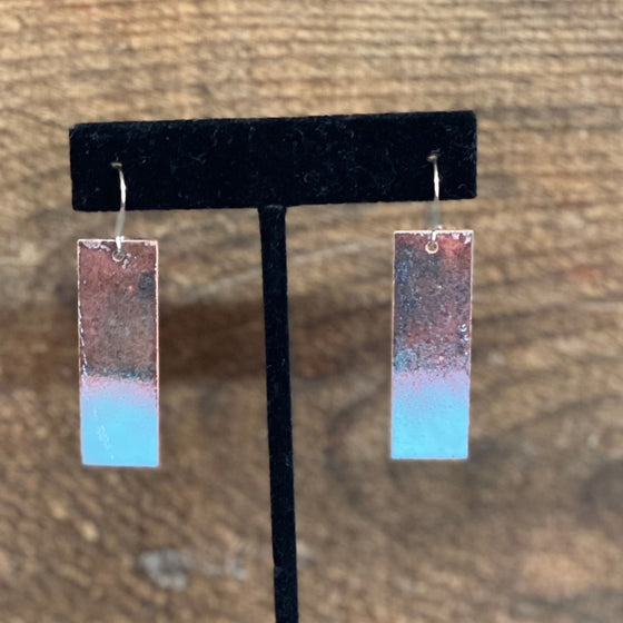 Copper + Fire Rectangle Earring