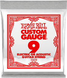  Guitar Accessory Electric Strings Ernie Ball Custom Singles - .009 (High E)