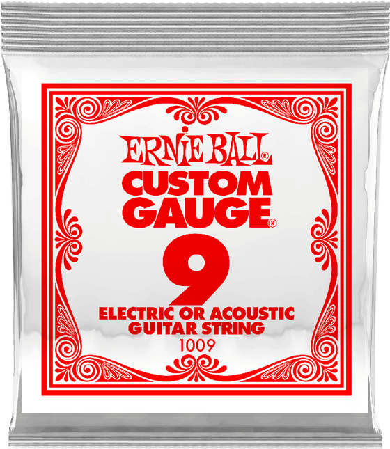 Guitar Accessory Electric Strings Ernie Ball Custom Singles - .009 (High E)