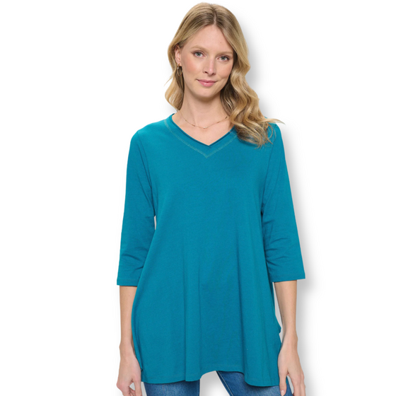 Relaxed 3/4 Sleeve A-line Tunic