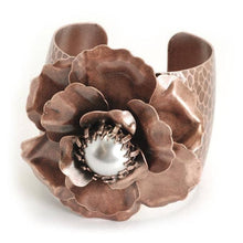  Camellia Flower & Pearl Cuff Bracelet