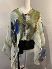  Linen Poncho/Cape in watercolor Abstract Patterns