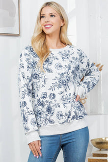  Peony Floral Fleece Sweatshirt