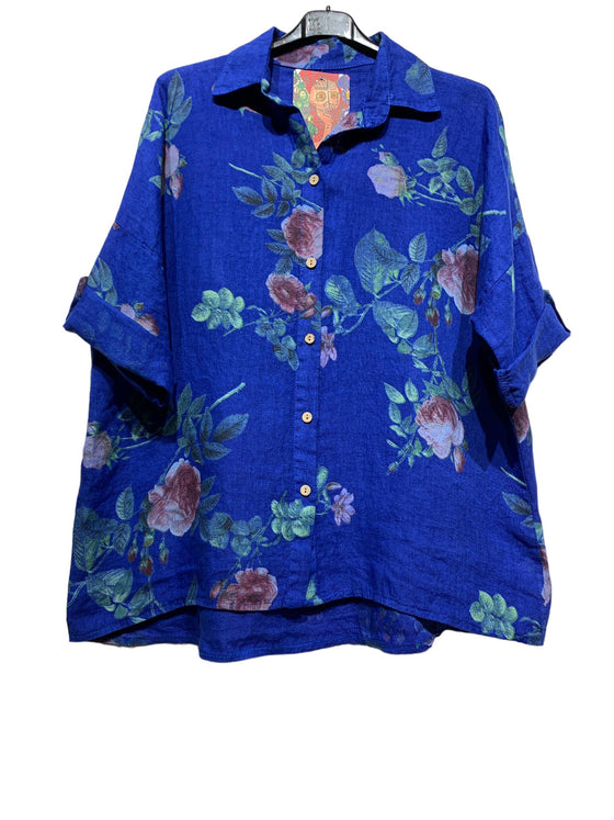 Flower Linen Tunic Shirt