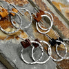 Rugged Hoop Earrings - Leather Accent Tobacco Brown