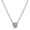 Silver Solitaire 0.45ct Bezel Set Round CZ Necklace