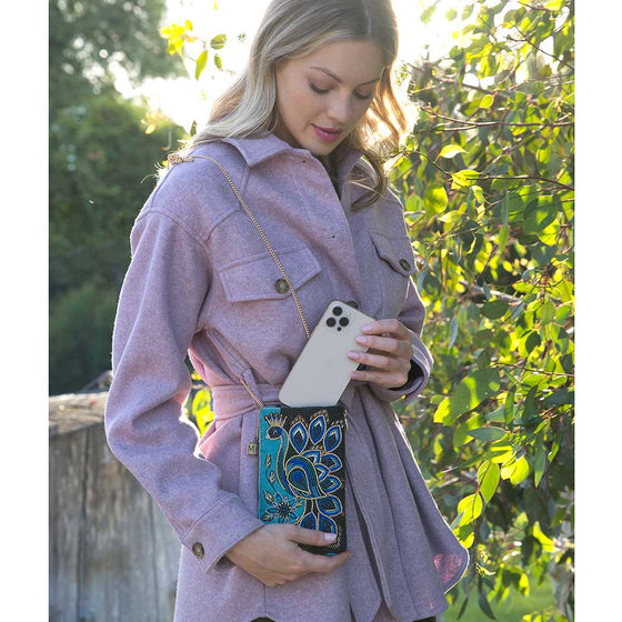 Peacock Pride Crossbody Phone Bag