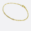 14K Vermeil Chain Bracelet, Dainty Paperclip Faceted, 7.5