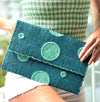 Polka Dot Straw Envelope Clutch Purse