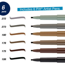  Pitt Artist Pen, Calligraphy Art - Subtle Tones Set of 6