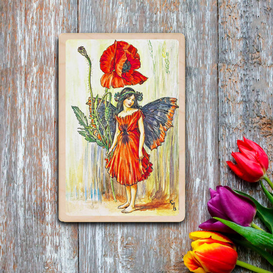 POPPY FAIRY Summer Fairies wood postcard