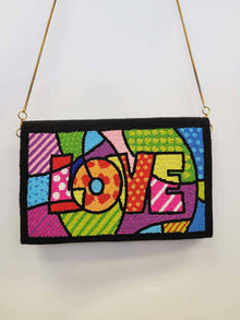  BEADED CLUTCH LOVE ART LEATHER