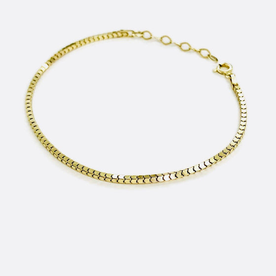 14K Vermeil Box Chain Bracelet, 6.5 Inches + 1" Extender