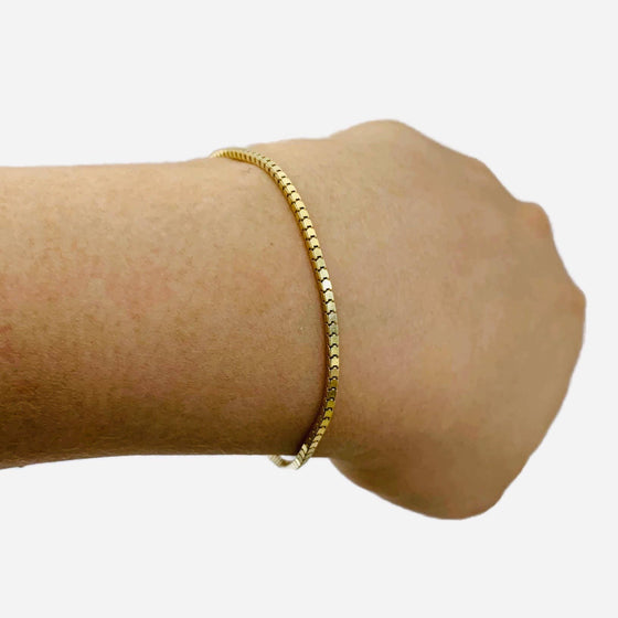 14K Vermeil Box Chain Bracelet, 6.5 Inches + 1" Extender