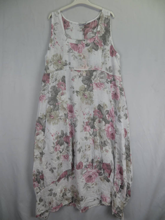 Sleeveless Floral Linen Dress