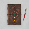 Chakra Embossed Stitched Leather Journal with Stones