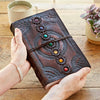 Chakra Embossed Stitched Leather Journal with Stones
