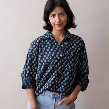  Pali Top- Rosa Navy in Cotton Linen