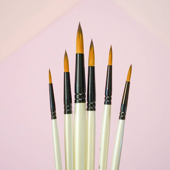 Round Tip Watercolor Brush Set -- 6 piece