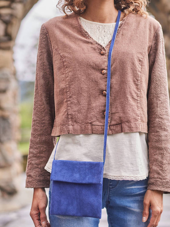Suede Crossbody Bag - Suede Blue