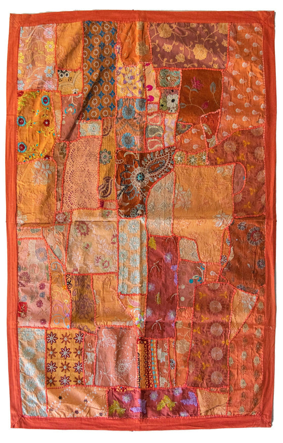 One of A Kind Vintage Textile Table Runner/Cover-Brick Red