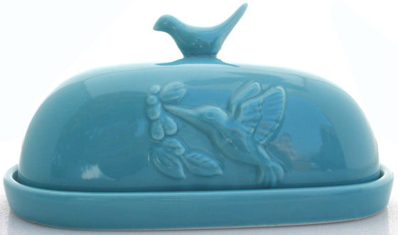 Hummingbird Butter Dish - Teal