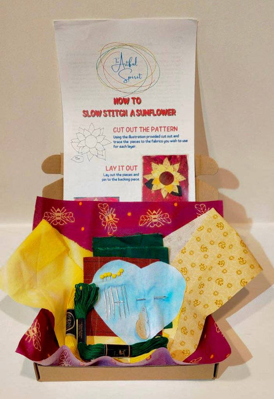 Slow Stitch Sunflower Kit - Art Kit includes All Supplies
