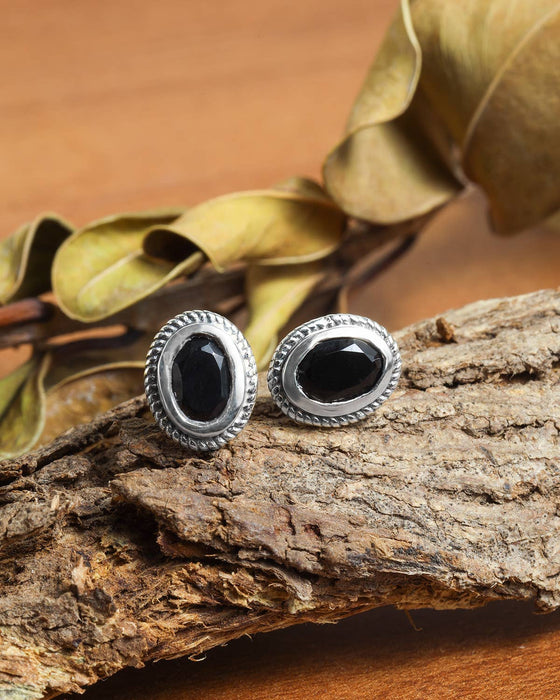 Black Onyx Solid 925 Sterling Silver Stud Earrings Jewelry