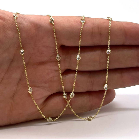 Vermeil 14K Gold Over Sterling Satellite Cz Necklace