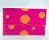 Polka Dot Straw Envelope Clutch Purse