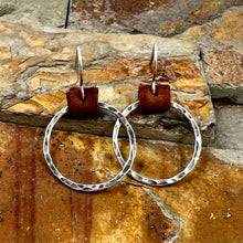  Rugged Hoop Earrings - Leather Accent Tobacco Brown