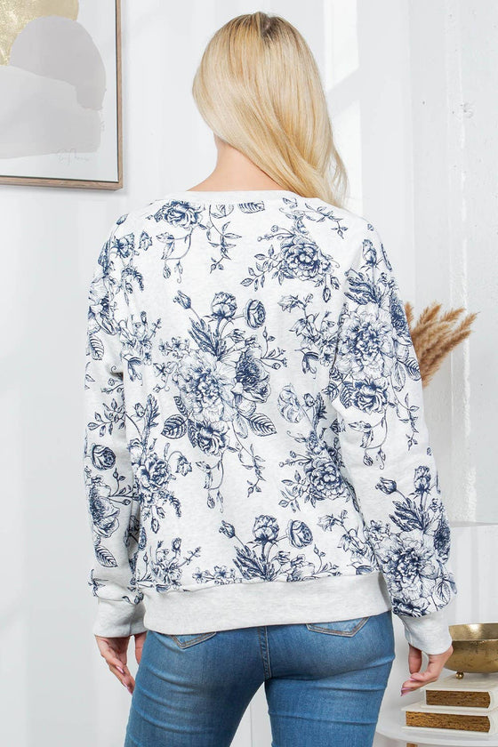 Peony Floral Fleece Sweatshirt