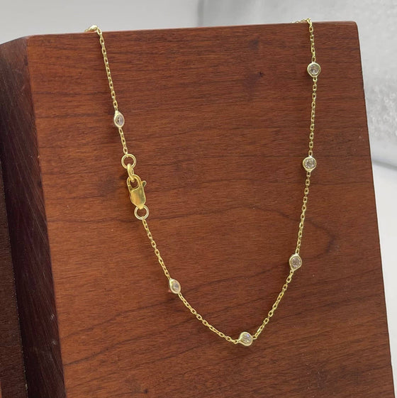 Vermeil 14K Gold Over Sterling Satellite Cz Necklace