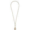 Small Metal Circle and Round Crystal, Teardrop Pendant