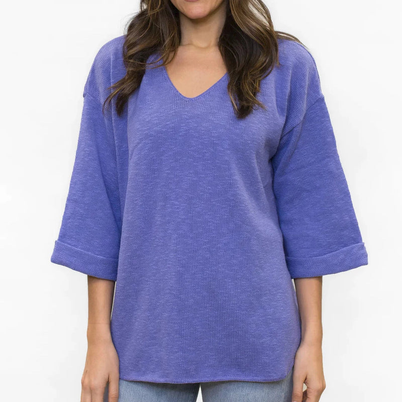 V-Neck Tunic Slub Sweater