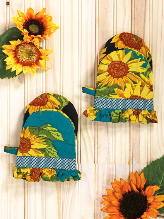 Sunflower Patchwork Mini Mitt Set of 2
