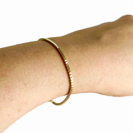 14K Vermeil Box Chain Bracelet, 6.5 Inches + 1" Extender