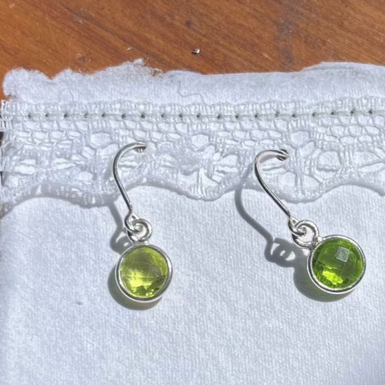 Bezeled Green Quartz Earrings