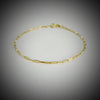 14K Vermeil Chain Bracelet, Dainty Paperclip Faceted, 7.5