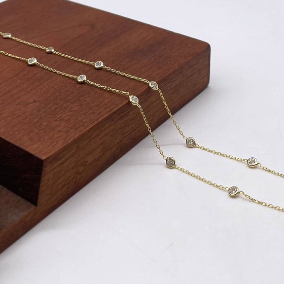Vermeil 14K Gold Over Sterling Satellite Cz Necklace
