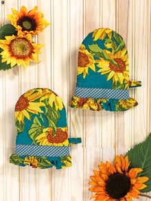  Sunflower Patchwork Mini Mitt Set of 2