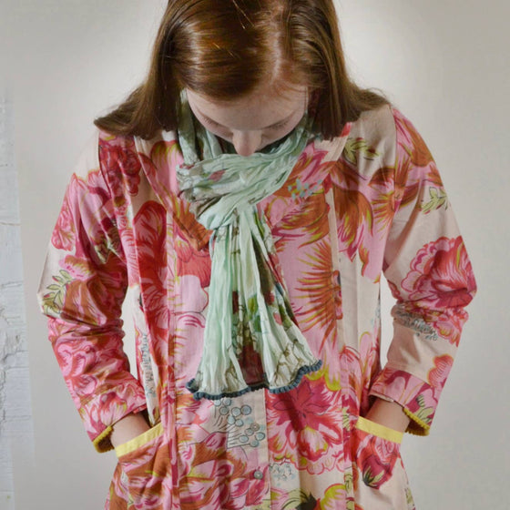 Crinkled Cotton Scarf - Papillon Sea