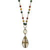 Small Metal Circle and Round Crystal, Teardrop Pendant