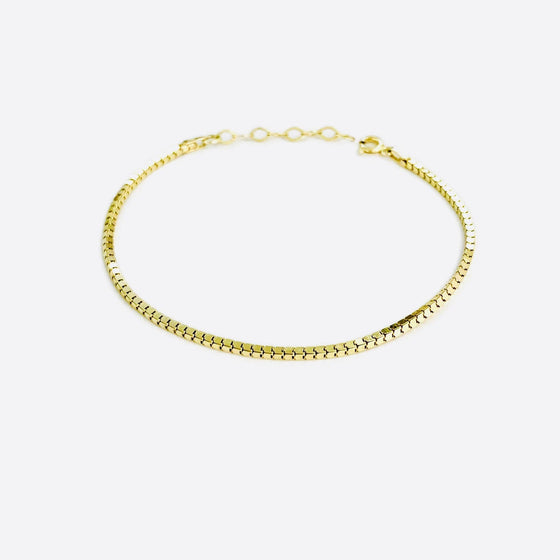 14K Vermeil Box Chain Bracelet, 6.5 Inches + 1" Extender