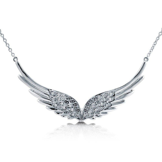 Silver Angel Wings CZ Necklace