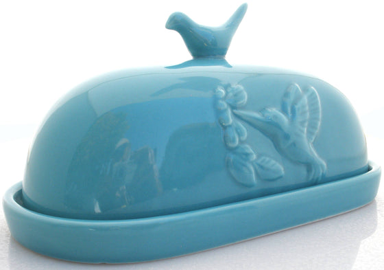 Hummingbird Butter Dish - Teal