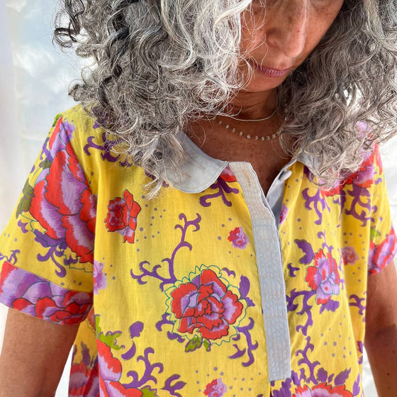 Bitsy Blouse Peonies Yellow