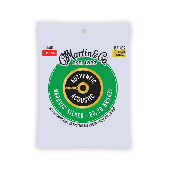 Martin Guitar Strings, MA140S 80/20 Bronze, Light 12-54 Silked