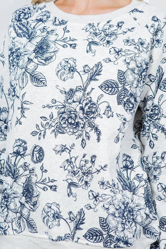Peony Floral Fleece Sweatshirt