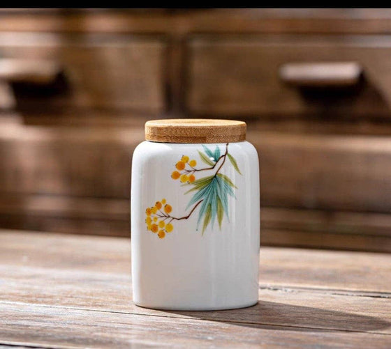 Elegant White Ceramic Tea Jar
